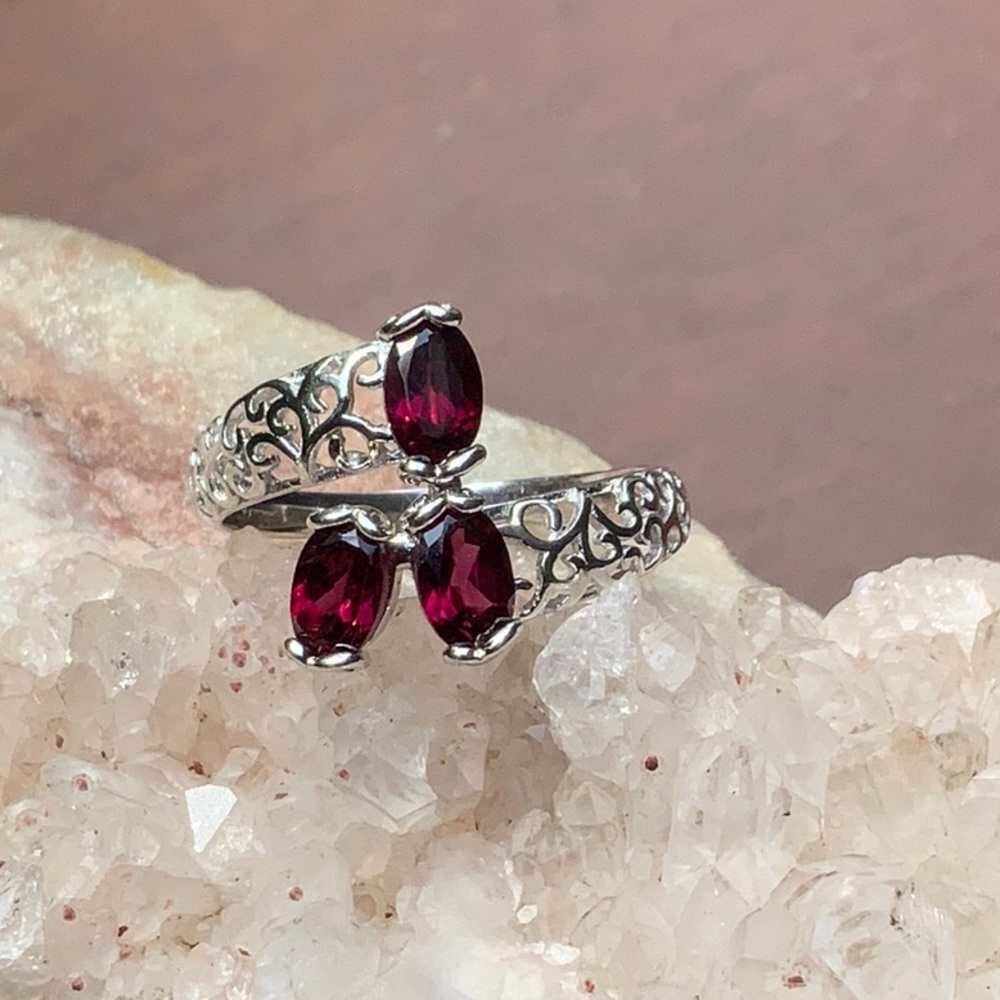 Pink Rhodolite Garnet 925 Sterling Silver Ring, Size 9